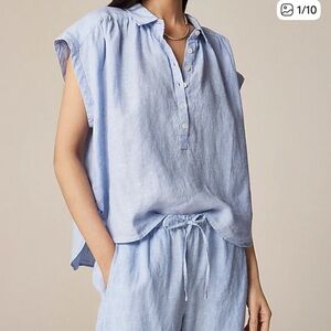 J. Crew Baird Mcnutt Irish linen Light Blue Button Down